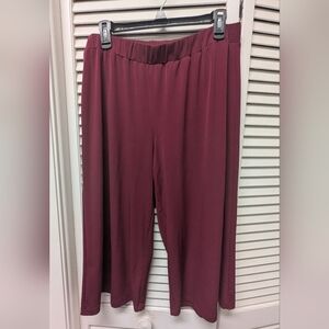 Susan Graver Wide Leg Burgundy Cropped Pants Sz LG